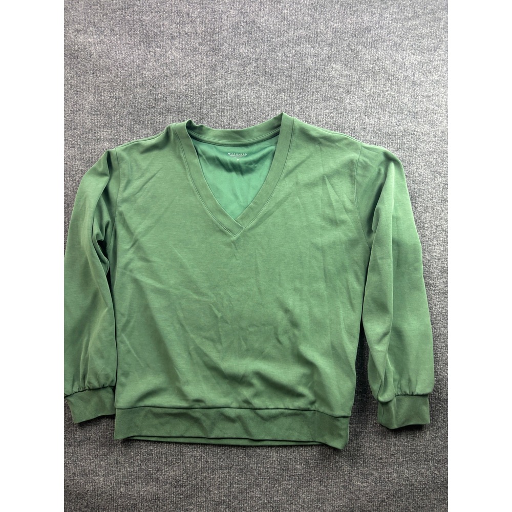 Athleta Willow V-Neck Sweatshirt Womens Size M Green Pullover Modal Blend